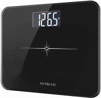 NUTRI FIT Extra-Wide/Ultra-Thick Digital Body Weight Bathroom Scale with 3 Inch Large Easy Read Backlit LCD Display Max Capacity 180kg Step-on Technology, Black