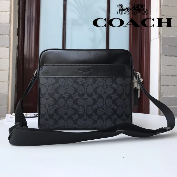 Coach Men's Crossbody Bag F54788 Charles Flight Bag In Signature Coated  Canvas Monogram With Smooth Leather-Black Lazada PH 