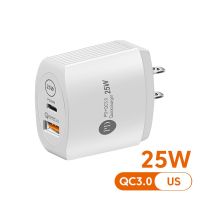 25W USB Type C ที่ชาร์จสำหรับเดินทาง PD ที่ชาร์จสำหรับ Samsung อย่างรวดเร็ว S23 iPhone 14 Xiaomi 13 Oneplus 11 10pro QC 3.0แท่นชาร์จผนังอะแดปเตอร์โทรศัพท์มือถือ