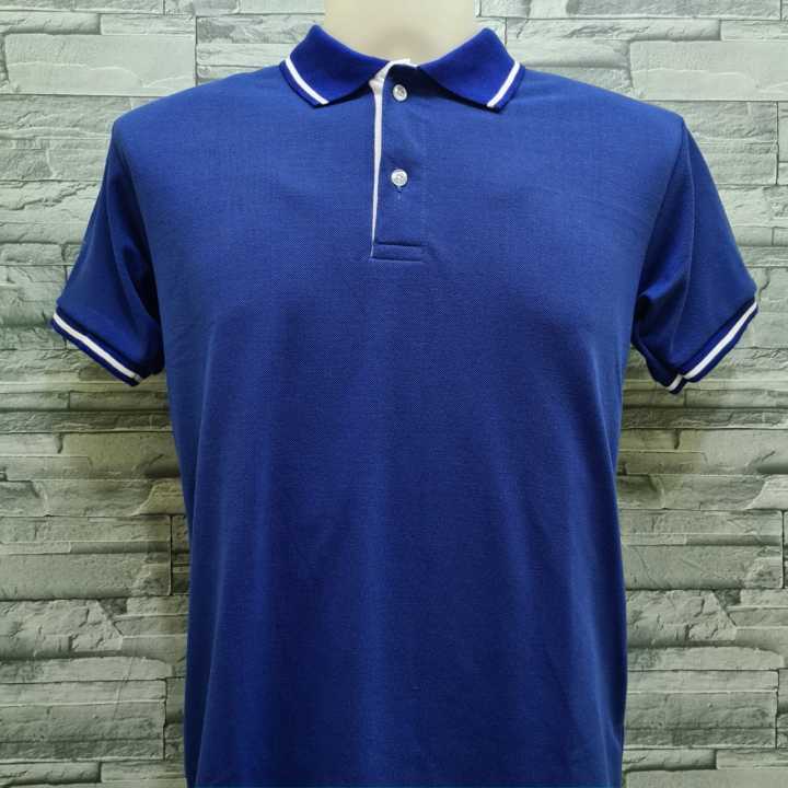 Royal Blue Polo Shirt with White Stripe Collar | Lazada PH