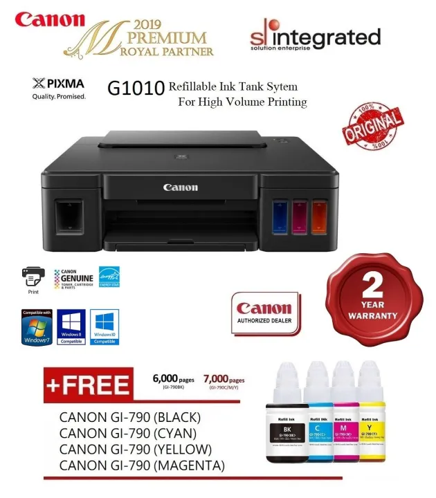 77canon Pixma G1010 Ink Efficient G Series Refillable Ink Tank System Single Function Printer 2910