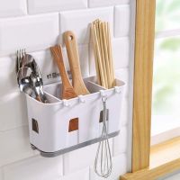 【hot】 Wall Mounted Cutlery Drainer Rack with Drip Tray Utensils Organizer Fork Chopsticks Holder Caddy Storage