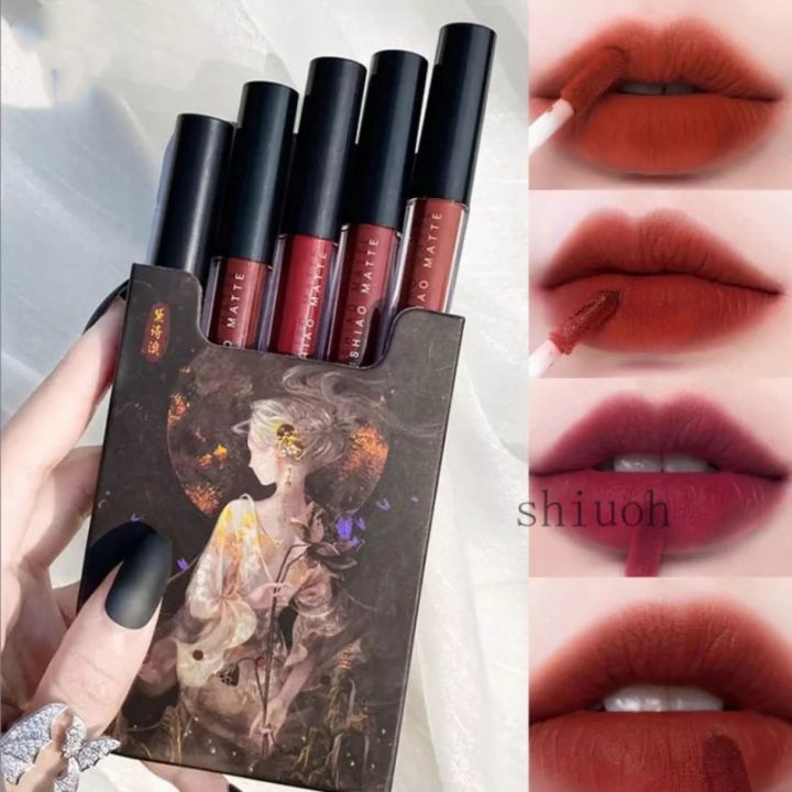 ลิปสติก-เซทลิปสีส้มสีส้ม2g-5-สี-5-แท่ง-กันน้ำติดทน-100-lipstick-สินค้าพร้อมส่ง