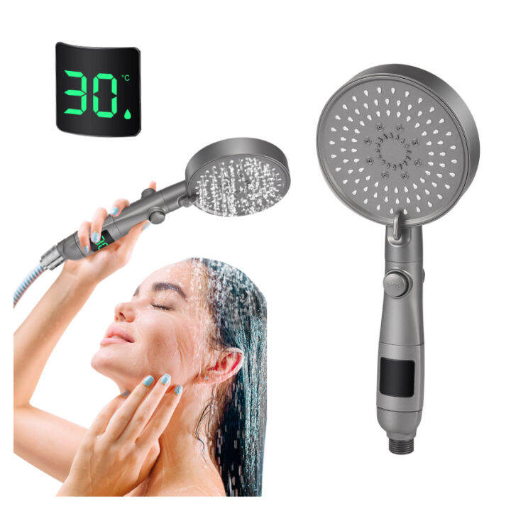 Shower Head High Pressure with Temperature LCD Display, 13 cm Larger ...