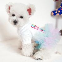 Stylish Dog Ballet Dress Round Neck Decorative Two-legged Letter Printing Pet Puppy Dog Birthday Tulle Dress Dresses