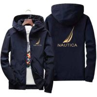 NAUTICA เสื้อโค้ทผู้ชายขนาดใหญ่แจ็คเก็ตมีฮู้ดกันลมสำหรับเดินป่ากันลมสำหรับกลางแจ้งเสื้อกันฝนสำหรับปีนเขาฤดูใบไม้ผลิและในฤดูใบไม้ร่วงผู้ชาย