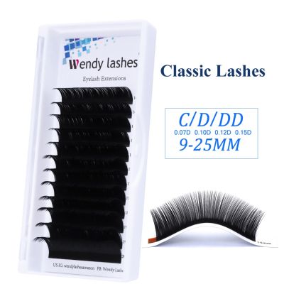 Wendy Lashes 12 Rows Classic Eyelash Extension False Mink Eyelashes Supplies C/D/DD Soft Natural Lashes Individual Lash 25mm dd