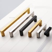 【LZ】♚☁  Black Cabinet Handle Square Furniture Hardware Stainless Steel Kitchen Door Knobs Cupboard Wardrobe Drawer Pulls