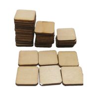 100pcs 20mm Unfinished Wood Pieces Blanks Wood Squares Round Corner Wooden Cutouts for DIY  Craft Laser Engraving Carving Shoes Accessories