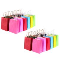 24PCS Paper Gift Bags with Handles 12 Assorted Rainbow Colors Party Bags Kraft Paper Bags for Wedding Brithday Parties