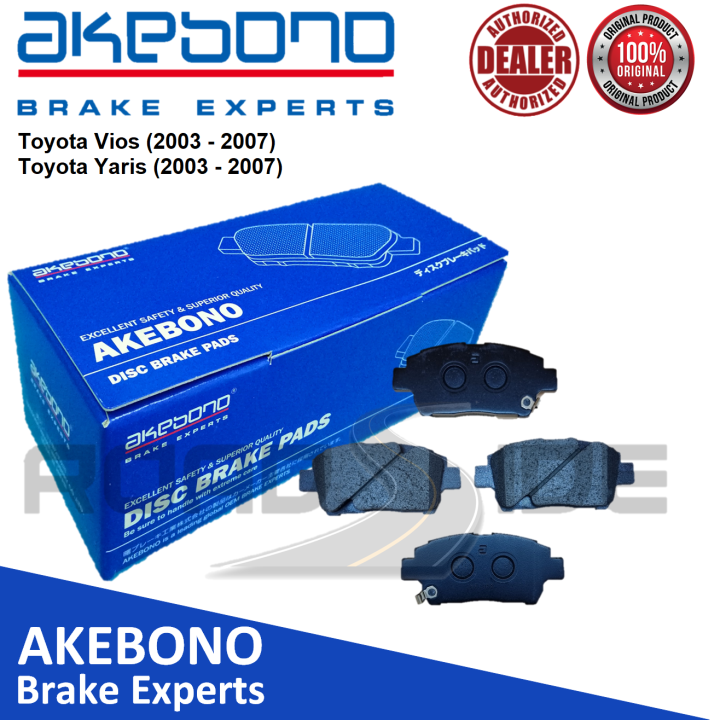 Akebono Front Brake Pads for Toyota Vios (2003 - 2007), Toyota Yaris ...