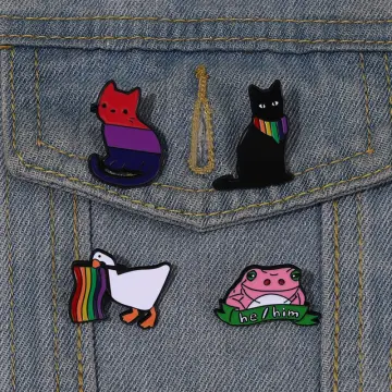 Frog Cat with the LGBT Pride Flag Enamel Pin Rainbow Brooch Jewelry Lapel  Pins Accessories Backpack