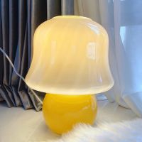 French Cream Table Lamp Muran Medieval Full Handmade Glass Bedroom Bedside Decoration Small Table Lamp Net Red Mushroom Lamp