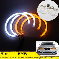 SMD ผ้าฝ้ายแสง Switchback LED แองเจิลตารัศมีแหวนชุดสำหรับ BMW E46 325i 325xi 330i 330xi กับ HID ไฟหน้า1999 2000-2005