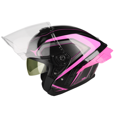 หมวกกันน็อกLAZER รุ่นTango-SR - HEXA สีBlack-Pink-Grey (Spoiler)