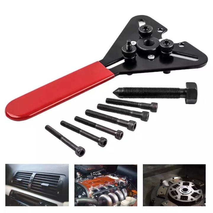 Universal Car Repair Tool Wrench Air-Conditioning Compressor Wrench Steel  A/C Clutch Remover Rust-Proof Air Conditioning Clutch Fixing Tool Hub Puller  Portable Dual-Purpose Wrench Auto Cluth Holding Tool Sets
