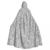 เสื้อคลุมผู้ใหญ่ Cape Hooded Silver Glitters ยุคกลางเครื่องแต่งกายแม่มด Wicca Vampire Elf Purim Carnival Party