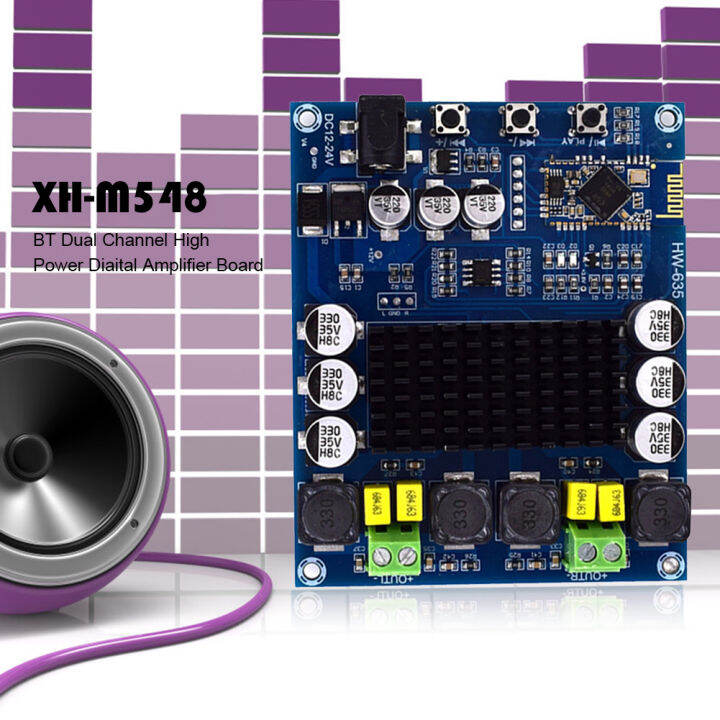 xh-m548เครื่องขยายเสียงพลังสูงดิจิตอลบอร์ดสองช่องโมดูลเครื่องขยายเสียง-tpa3116d2-dc12-24v-ที่รองรับบลูทูธ