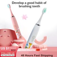 [Hot Sale] แปรงสีฟันไฟฟ้าสำหรับเด็กฟันไวท์เทนนิ่งเด็กซูเปอร์ Sonico สั่นสะเทือน Dentalrotating แปรงที่มี6หัวแปรง