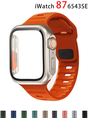 Case+Strap For Apple Watch Band 45mm 44mm 41mm 40mm Smart Silicone Bracelet Iwatch Series 3 4 5 6 Se 7 8 Change To Ultra Case Cases Cases