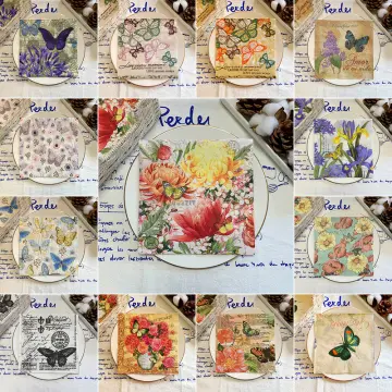 20Pcs/Pack Rose Table Decoupage Paper Napkins Vintage Floral Napkin Paper  Tissues for Wedding Party Decors