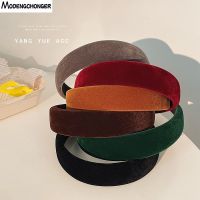 【LZ】✉▩﹍  Inverno grosso preto headbands para mulheres velvet esponja hairband meninas ampla moldura do cabelo elasticidade acolchoado headwear acessórios de cabelo