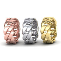 Link Twisted Rope Glossy Ring Gold Silver Colour Chunky Cuban Chain Rings Uni Men Women Ring for Wedding Party Anniversary