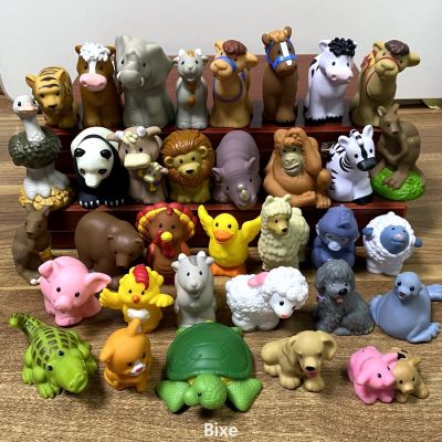 Random 10PCS Fisher Little People 2inch Farm Barn Animal Sheep Cow Duck Piggy Action Figures Dolls Toys Gift For Kids