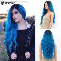 Synthetic Wig For Woman Blue Colored Ombre Long Body Water Wave Wig Cosplay Party Lolita 28 Inch Heat Resistant Nutural wig [ Hot sell ] Decoration Center