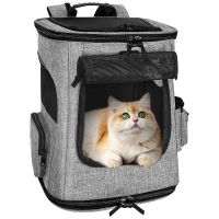 Cat Carrier Backpack, Portable Back Support Backpacks for Small Dogs Pets, Foldable Breathable Puppy Kitten Carrying Bag