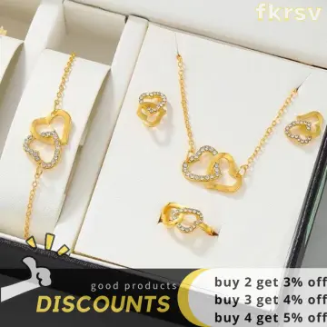 5pcs/Set Girls' Blue Crystal Heart Pendant Necklace, Bracelet, Ring,  Earrings, Jewelry Set