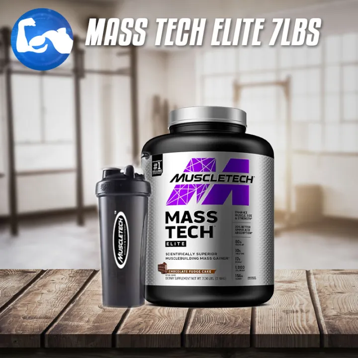 Mass Tech Elite 7lbs Extreme Mass Gainer 80g Protein 10g Creatine Free Muscletech Shaker 2407