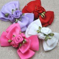 【CC】 4 Pcs Grosgrain Bow Applique Wedding Flowers Decoration B135