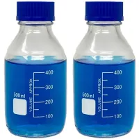 50ml/100ml/250ml /500ml Glass Round Media Storage Bottles with GL45 Screw Cap Borosilicate Glass (Pack of 2)