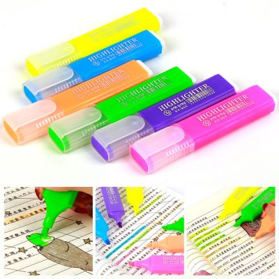 MW ร้านไทย 🇹🇭 ปากกาไฮไลท์ สี พาสเทล ปากกาเน้นข้อความ แห้งเร็ว 6PC นีออน สดใส ปากกา Highlight เครื่องเขียน ไฮไลท์ (พร้อมส่ง) 9.9