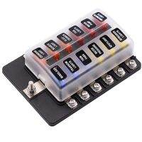 【YF】 Plastic Cover 6 Ways 12 Blade Fuse Block 12V 24V Box Holder with LED Indicator Light for Auto Car Marine Adapter