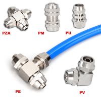 Pneumatic Quick Screwing Brass Hose Fitting T-type L-type Cross-type Tube OD 4mm 6mm 8mm 10mm 12mm 14mm 16mm Pneumatic Fittings