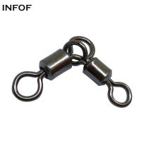 INFOF 200pcslot Three-Way Barrel Swivel Fishing Connector Rolling Triangle Joint Rolling Swivel Stainless Steel Terminal Tackle