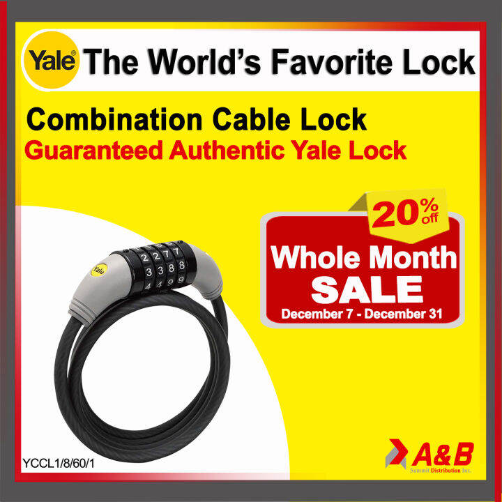 Yale Bicycle Combination Cable Lock YCCL 1/8/60/1 Lazada PH