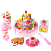 103pcs DIY Pretend Play Kitchen Toys Fruit Birthday Cake Cutting with Music Light Play House Educational Toys for Children Girls