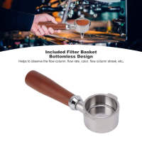 51mm Bottomless Portafilter 2 Ears Stainless Steel Basket and Redwood Handle for Coffee Maker