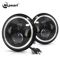 Nlpearl Car Light Assembly 7inch H4 LED Headlight DRL Halo Angle Eyes 12V 24V High Low Turn Signal for Lada Niva Offroad 4x4 Bulbs  LEDs  HIDs