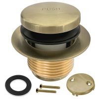 1Set Bathtub Drain Gold Tip Toe Bath Tub Drain Kit with Two-Hole Overflow Faceplate Bath Tub Drain Set Stainless Steel + Copper Brushed Gold Replacement Assembly