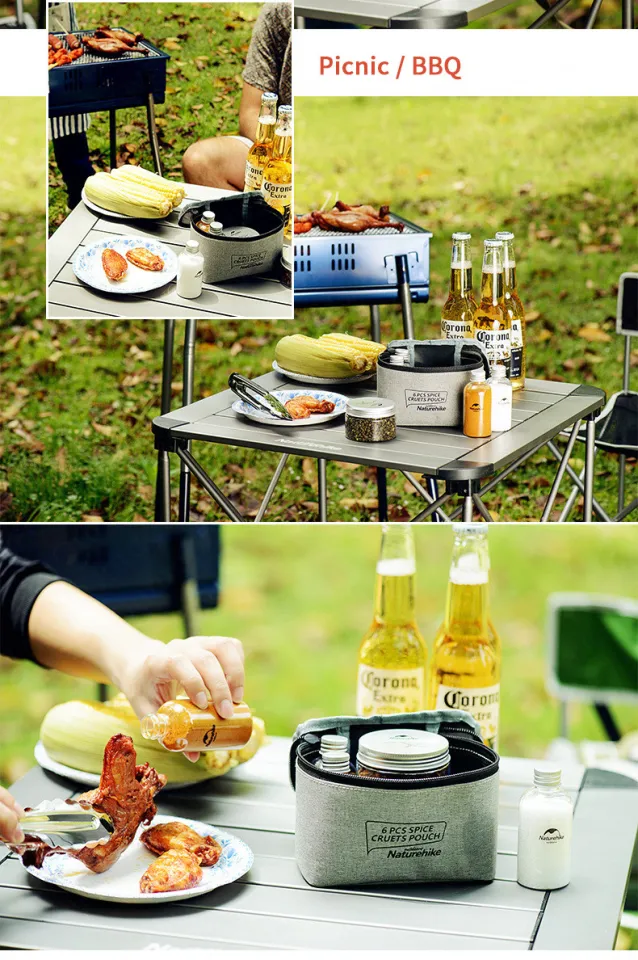 Naturehike 6pcs/set Spice Jar Set BBQ Seasoning Bottle Portable Outdoor  Camping