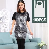 100Pcs/Set Clear Disposable Aprons Multifunctional Cleaning Cooking Painting Salon Apron Transparent Waterproof Apron Aprons