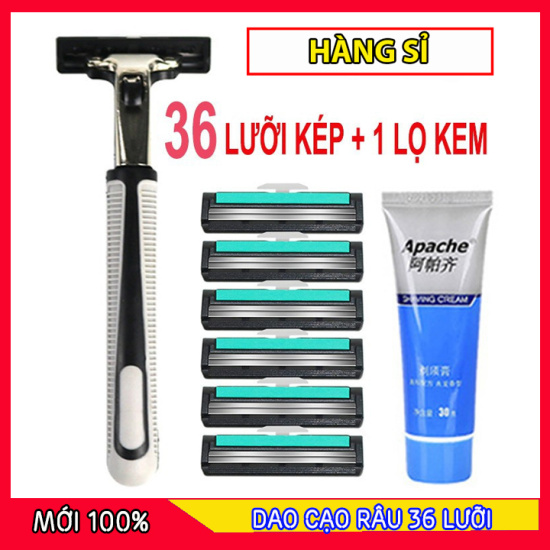 Bộ dao cạo râu + 36 lưỡi dao thay thế - tặng kèm túy kem tạo bột cạo râu - ảnh sản phẩm 1