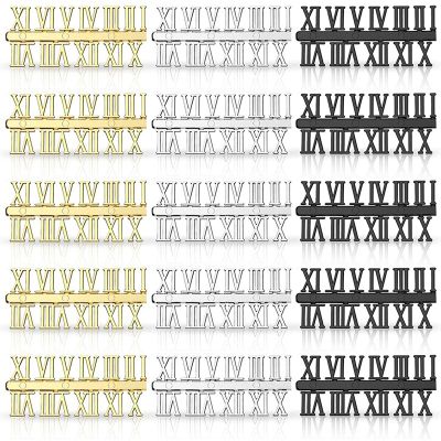 15 Pieces Clock Numerals Kit DIY Digital Clock Numbers Clock Hands Replacement Parts Clock Accessories (Roman Numerals)