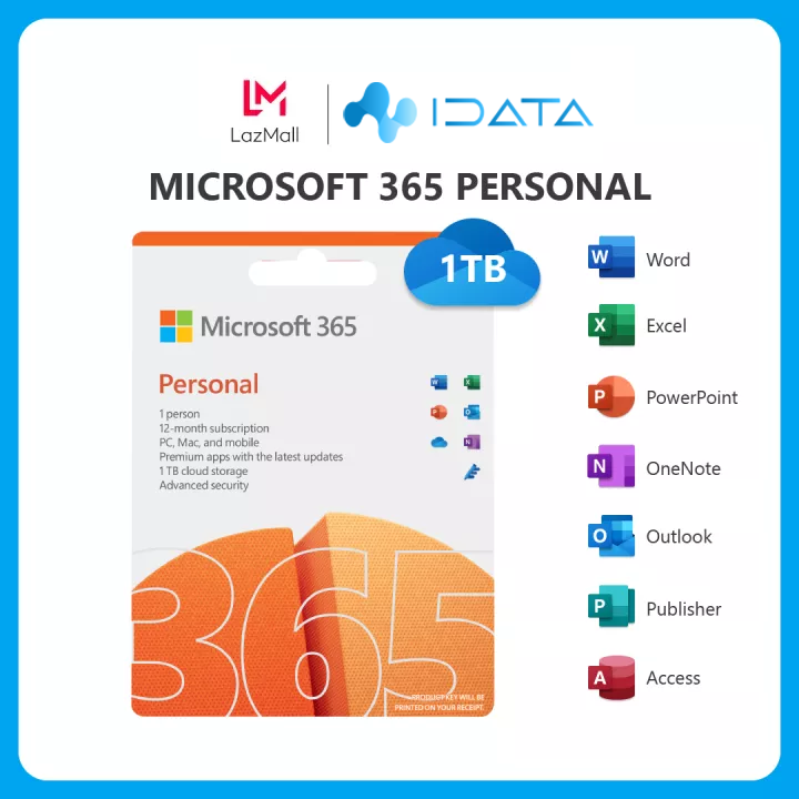 Phần mềm Microsoft 365 Personal | 12 tháng | Dành cho 1 người| 5 thiết  bị/người | Trọn bộ ứng dụng Office | 1TB lưu trữ OneDrive 