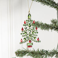 Holiday Decorations Christmas Tree Decorations Christmas Gifts Green Gemstones Christmas Tree Hanging Red Sprigs