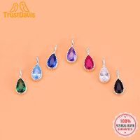 ZZOOI TrustDavis Real 925 Sterling Silver Water Drop Pendant Handmade DIY Necklace Bracelet Accessories Fine Colour CZ Jewelry HY589